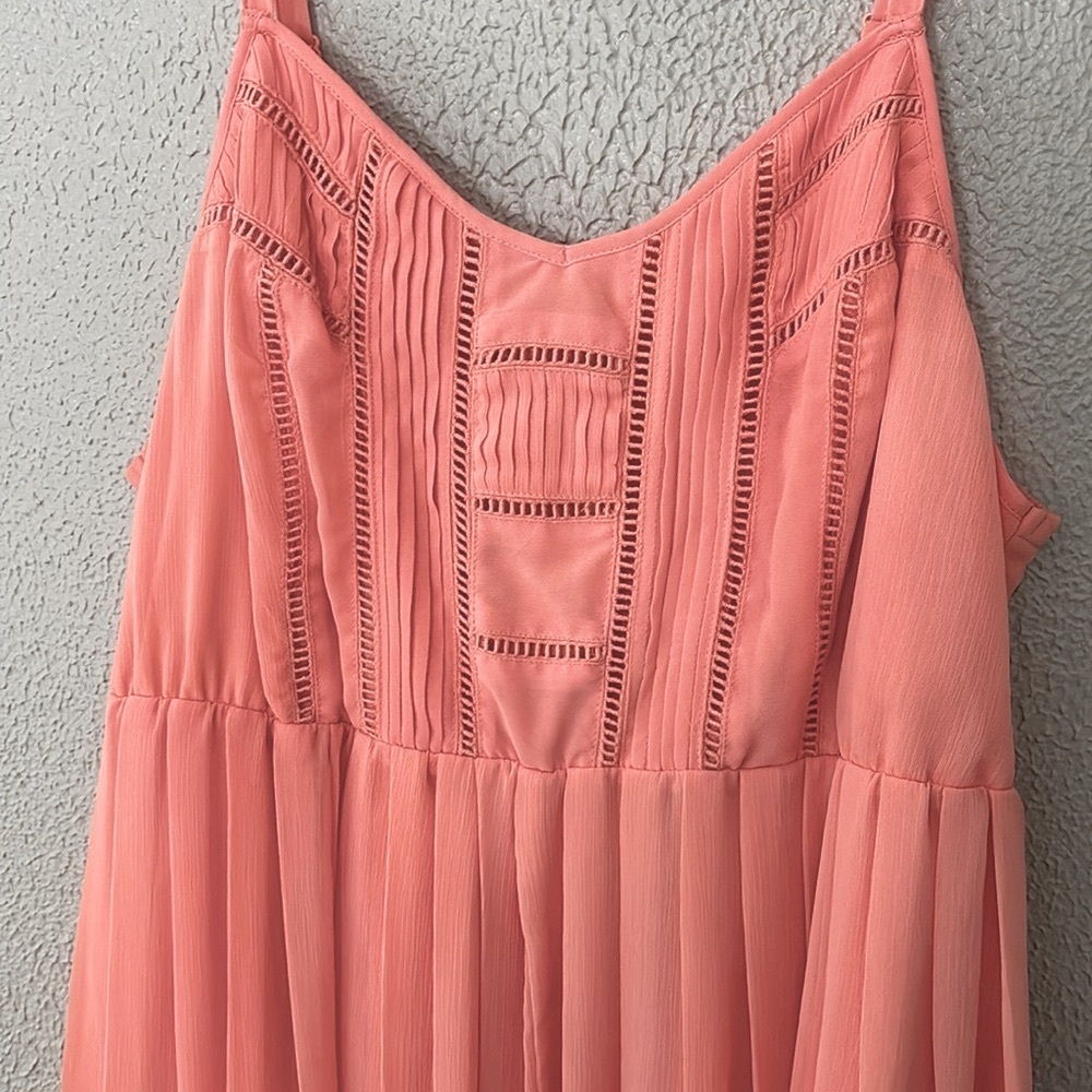 Women’s Plus Size Torrid Coral Chiffon Spaghetti Strap Skater Dress 1X Spring - Picture 2 of 10